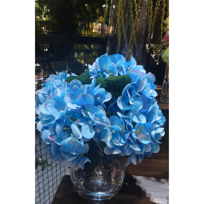 Hydrangea Mixed Arrangement in Glass Blue 27cm