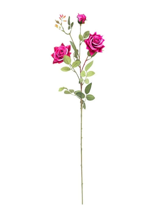 Artificial Silk Flower Fake Rose Bouquet Table Decor Dark Pink 85cm Pack of 12