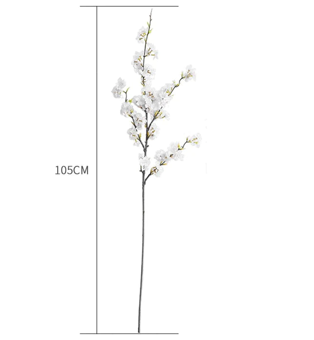 Artificial Silk Flower Fake Cherry Blossom Bouquet Table Decor White 105cm Pack of 10