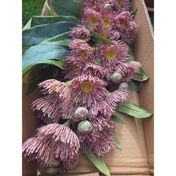 Eucalyptus Flowering Spray Light Pink 76cm - Pack of 12