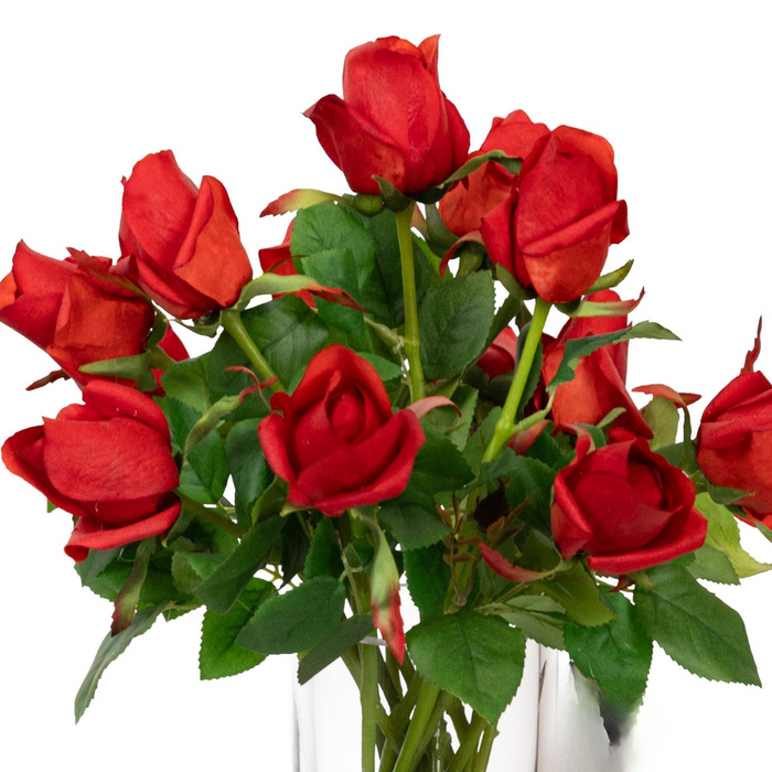 Rose Arrangement Red In Glass 38cm