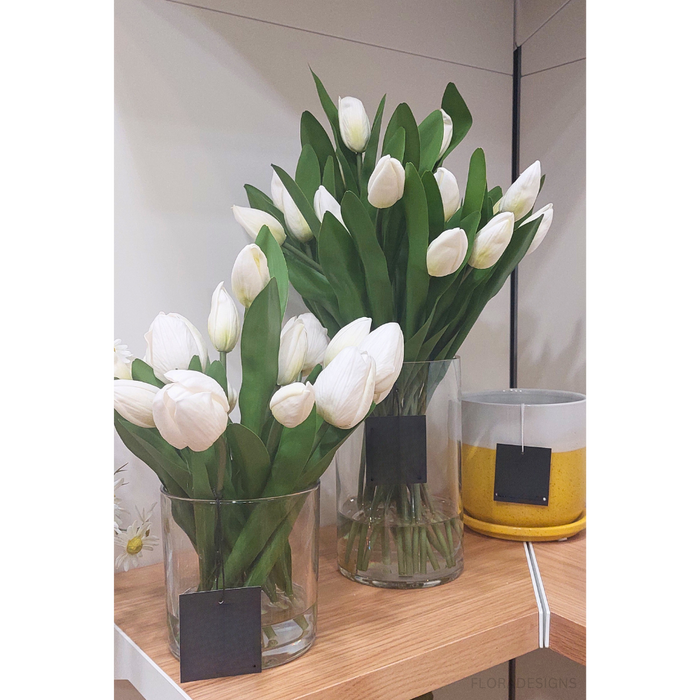 Tulip Mix in Vase White 45cm