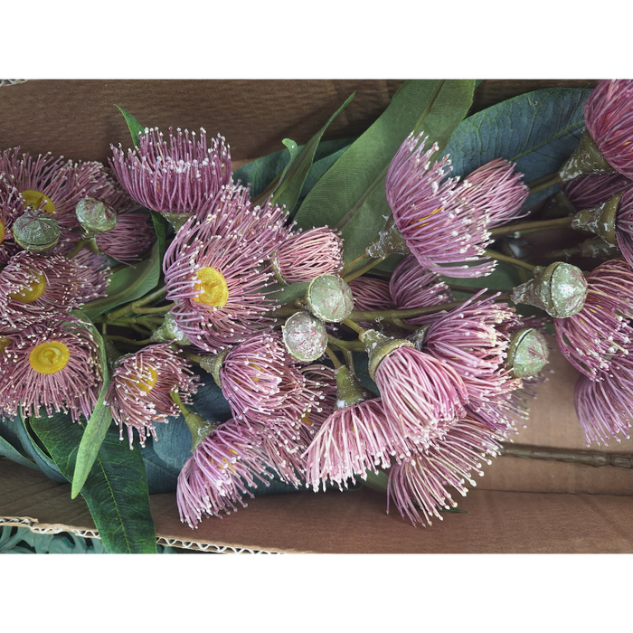 Eucalyptus Flowering Spray Light Pink 76cm - Pack of 12