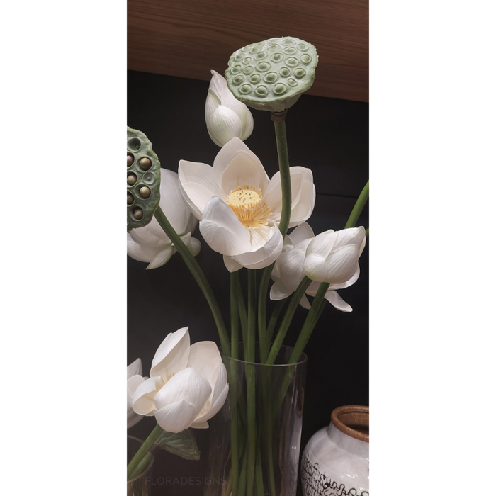 Lotus Mix in Vase White 66cm