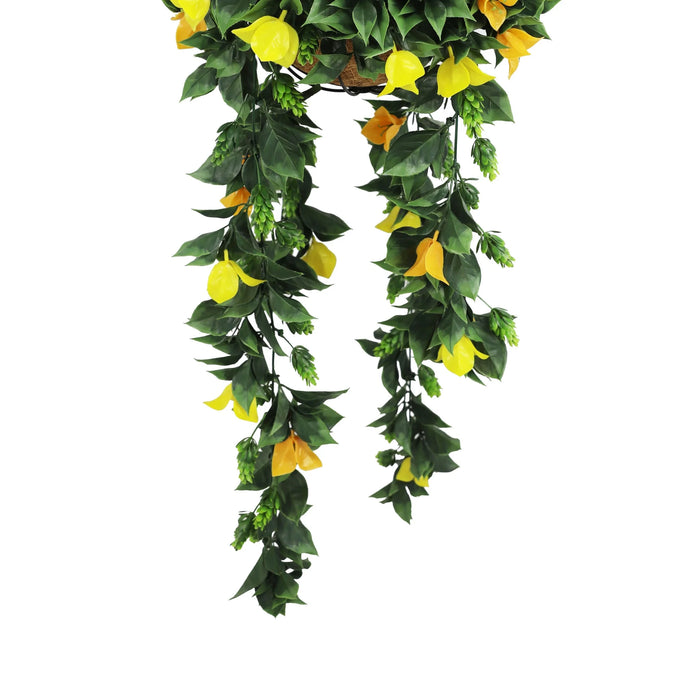 Artificial Hanging Basket Orange Yellow Bouganvillea 30cmx80cm - FLORA DESIGNS