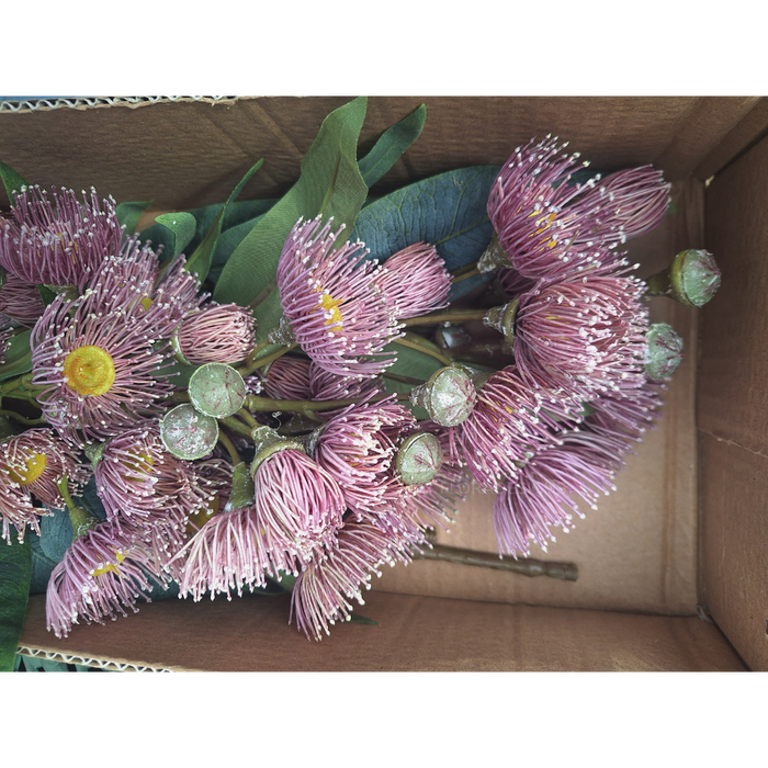 Eucalyptus Flowering Spray Light Pink 76cm - Pack of 12