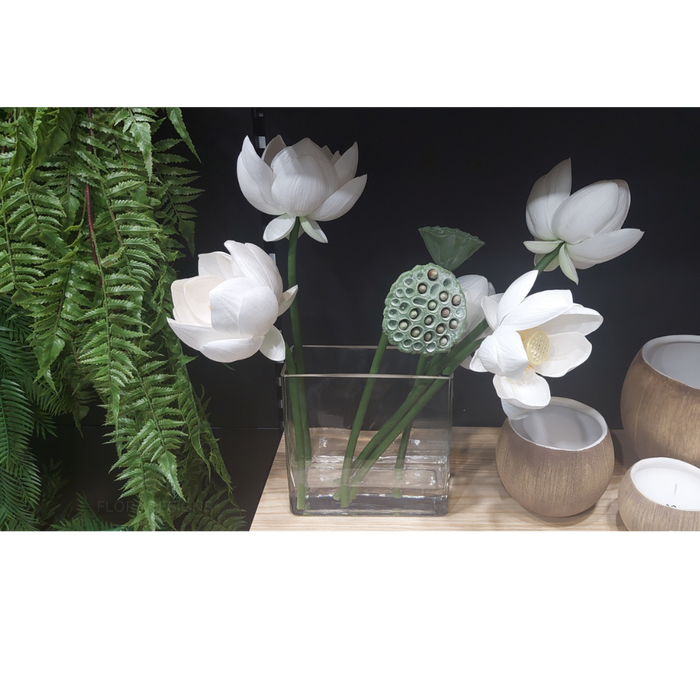 Lotus Mix in Vase White 51cm