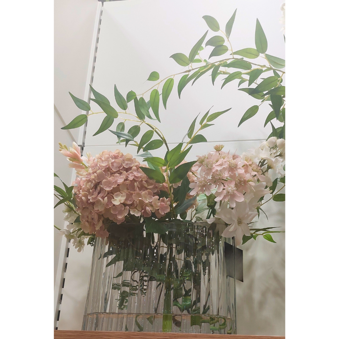 Hydrangea Delphinium Mix in Vase Dusty Pink White 45cm
