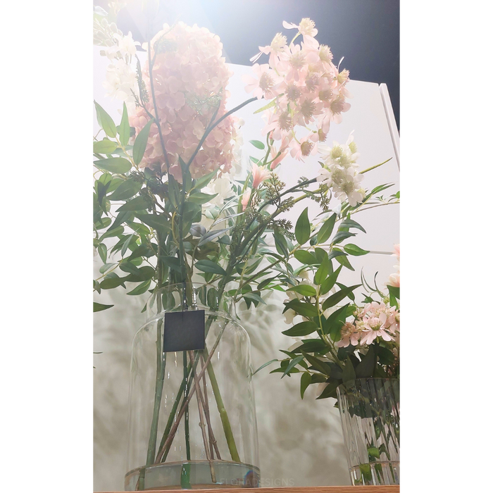 Hydrangea Delphinium Mix in Vase Dusty Pink White 86cm