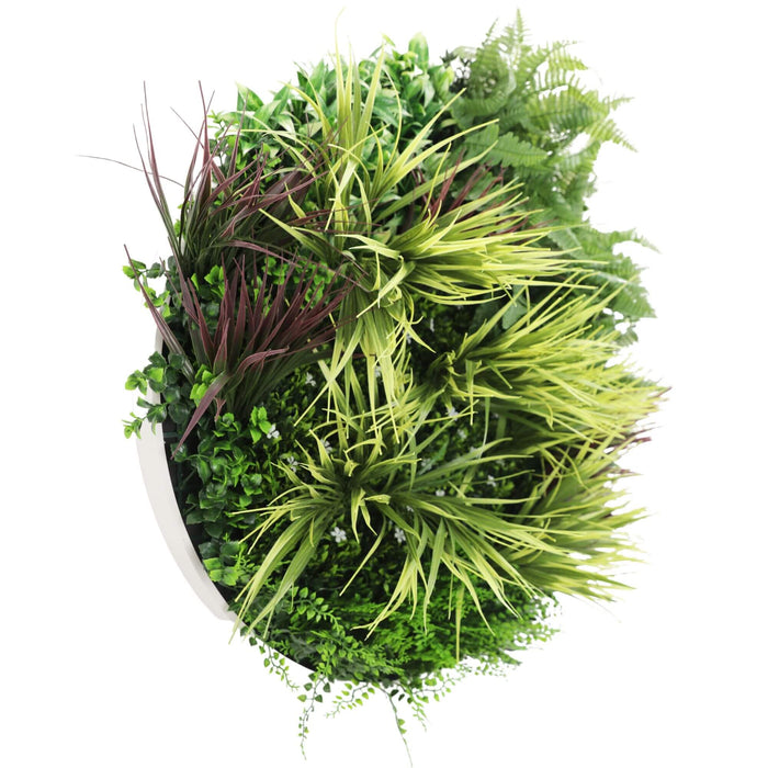 Slimline Artificial Green Wall Disc Art Grassy Fern 80cm - FLORA DESIGNS