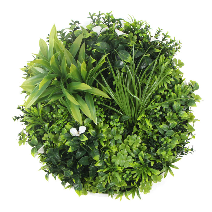 Three Flowering White Green Wall Disc Bundle 50cm - FLORA DESIGNS