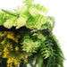 Black Framed Hanging Disc with Bright Tropical Foliage Draping Ferns 40cm - FLORA DESIGNS