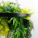 Black Framed Roof Hanging Disc with Tropical Foliage Mix Draping Stems 60cm - FLORA DESIGNS