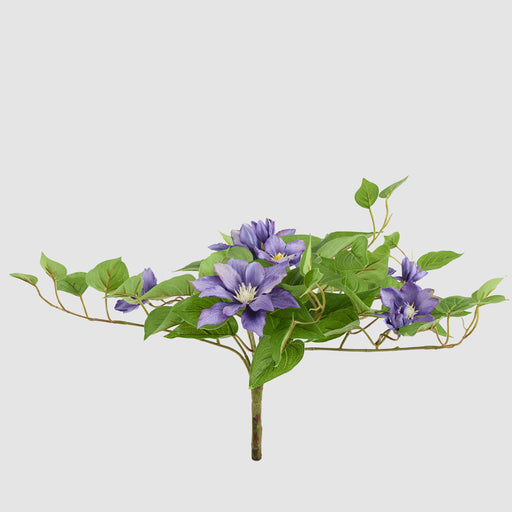 Artificial UV Trailing Clematis Bush Purple 50cm Purple - FLORA DESIGNS