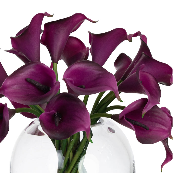 Calla Lily In Fishbowl Vase Plume Black - 27cm