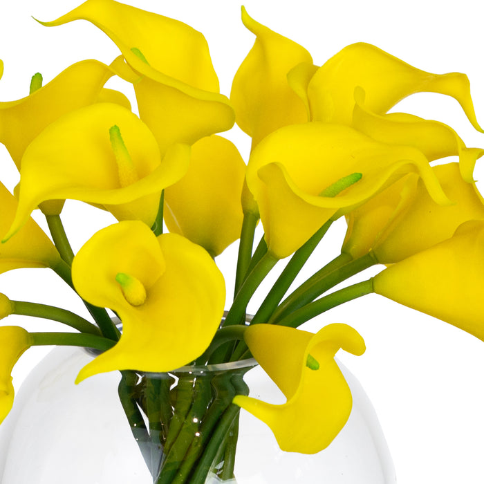 Calla Lily In Fishbowl Vase Yellow - 27cm