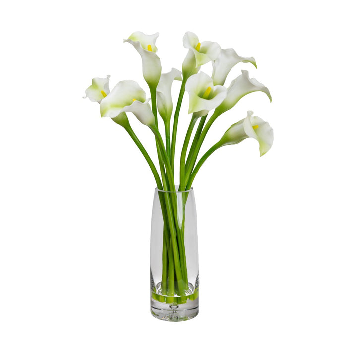 Calla Lily White in Glass Vase - 60cm