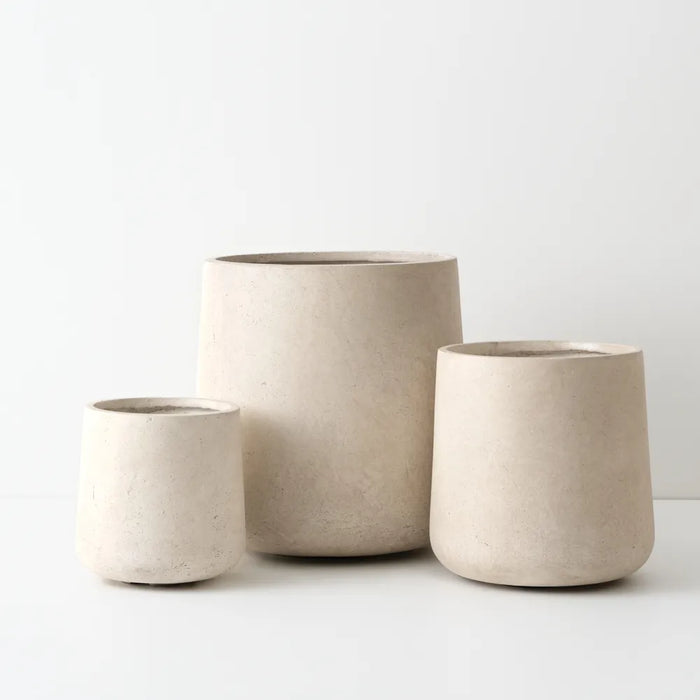 Cinder Pot Grey White Marlstone, 44cm Set of 3