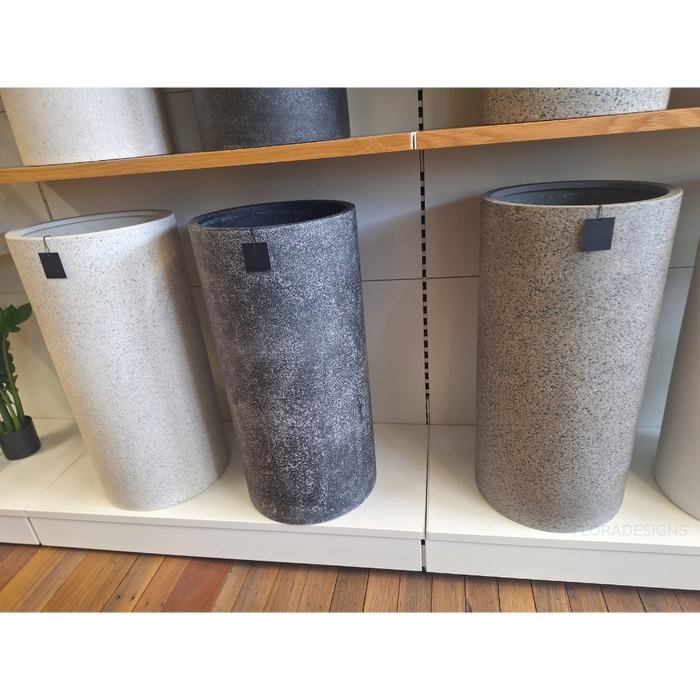 Cenzo Cylinder Tall White Pot Set of Two -80cm