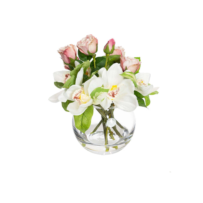 Cymbidium Orchid In Bottle Vase 22cm Set of 2