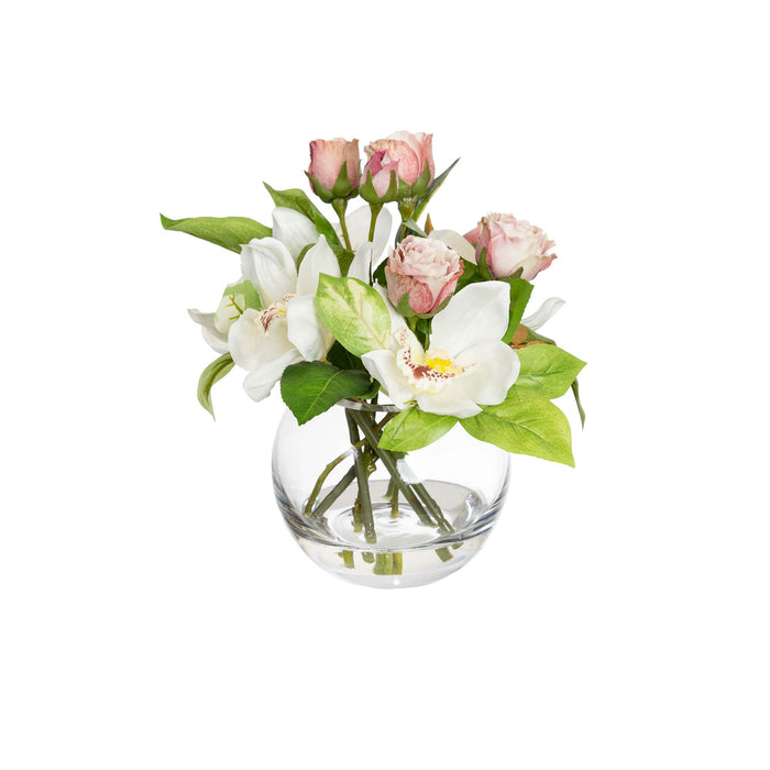 Cymbidium Orchid In Bottle Vase 22cm Set of 2
