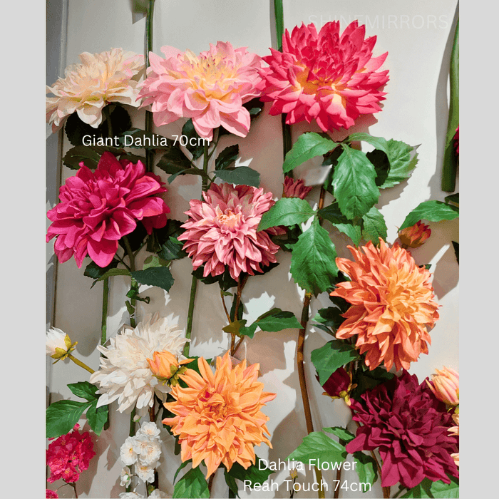 Dahlia Flower Real Touch Stem Coral Pink 74cm Pack of 12