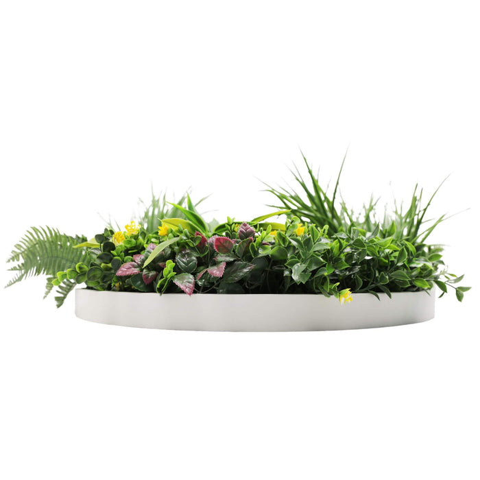 Slimline Artificial Green Wall Disc Art Country Fern 60cm - FLORA DESIGNS