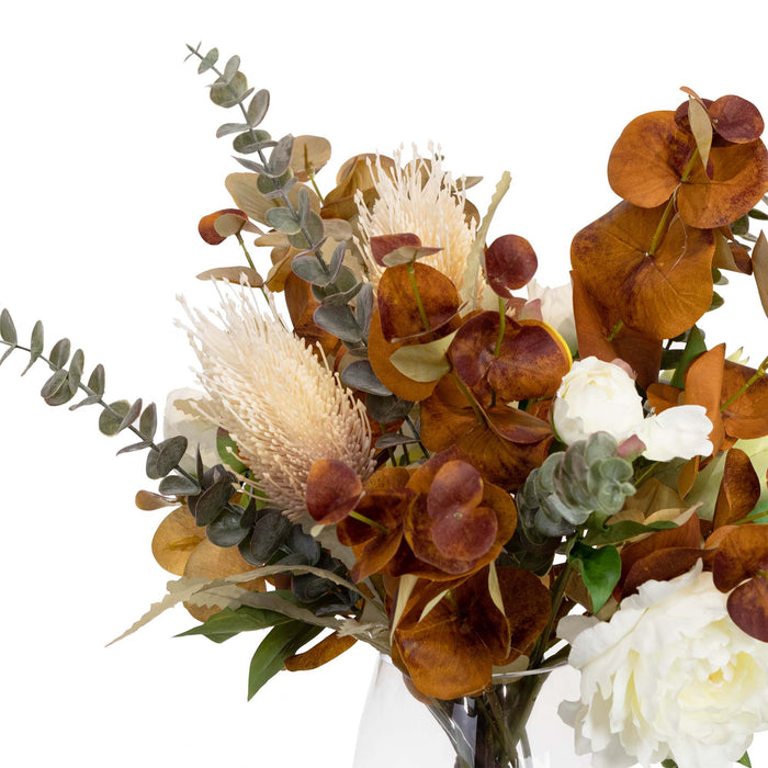 Dried Look Floral Mixed Arrangement In Glass 62cm