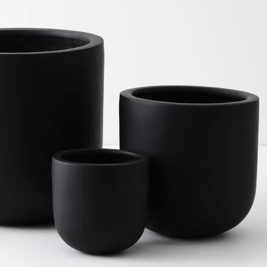 Egg Black 40cm Pot Pack of Three