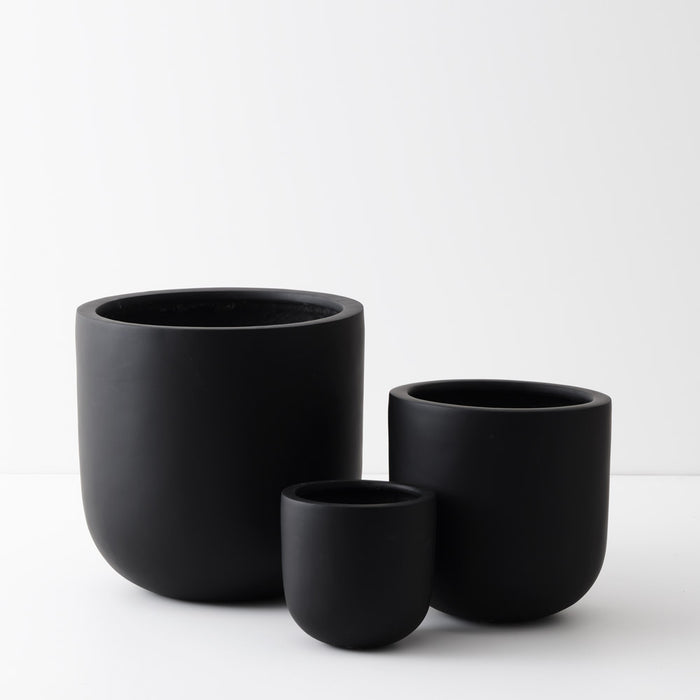 Egg Black 40cm Pot Pack of Three