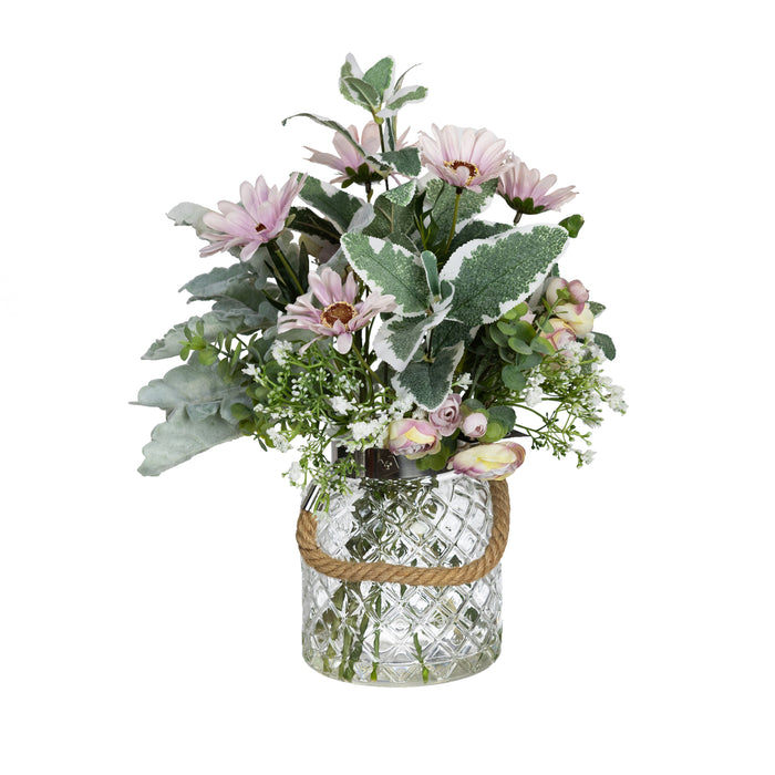 Eutomosa & Gypso Mixed Arrangement In Glass 35cm