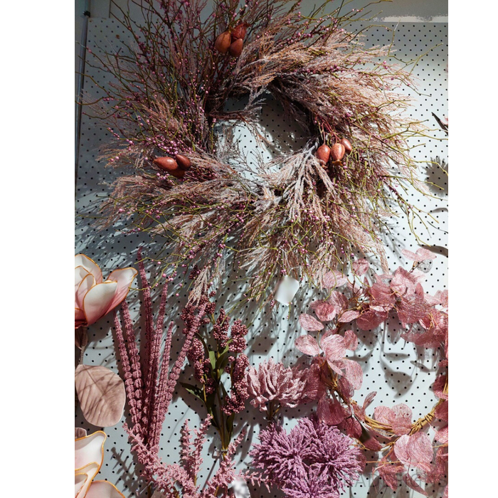 Pluma Wreath Pink 66cm