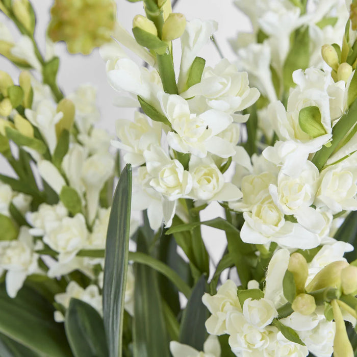Ferne Arrangement 70cm White in Olive Green Pot