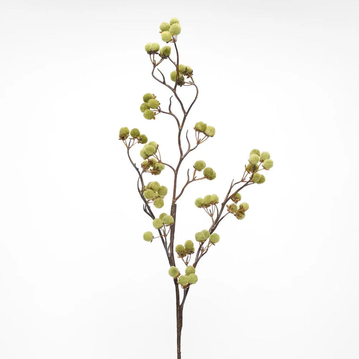 Flocked Berry Stem Green 85cm Pack of 12
