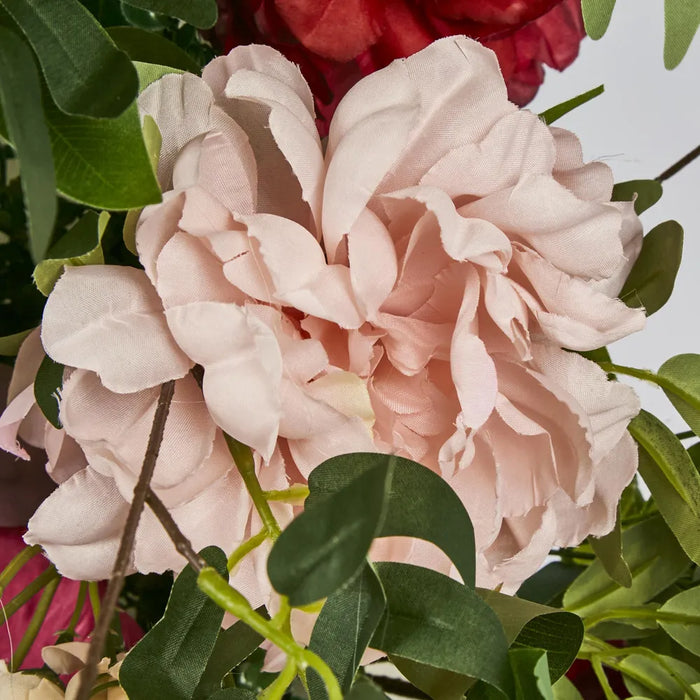 Floral Runner with Pink, Purple, Beige & Red Roses & Peonies and Green Leaves