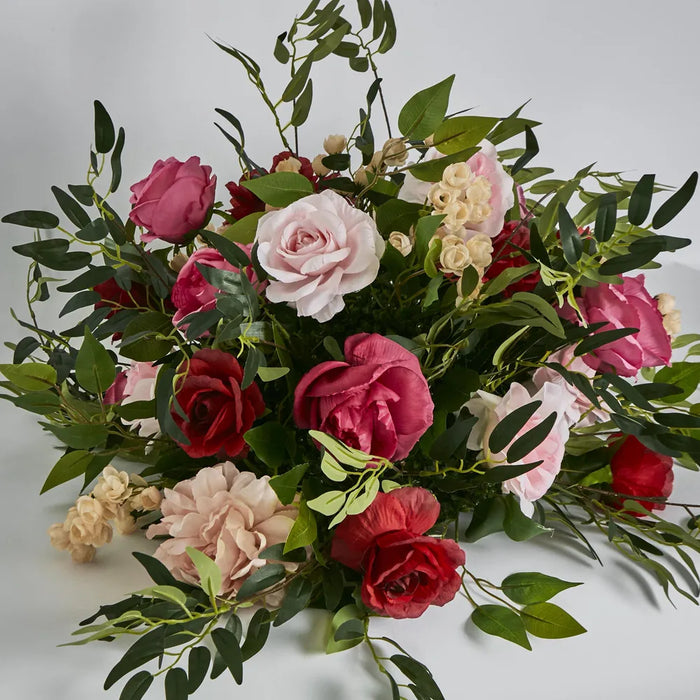 Flower Ball With Pink, Beige & Red Roses And Green Leaves - Pack of 4