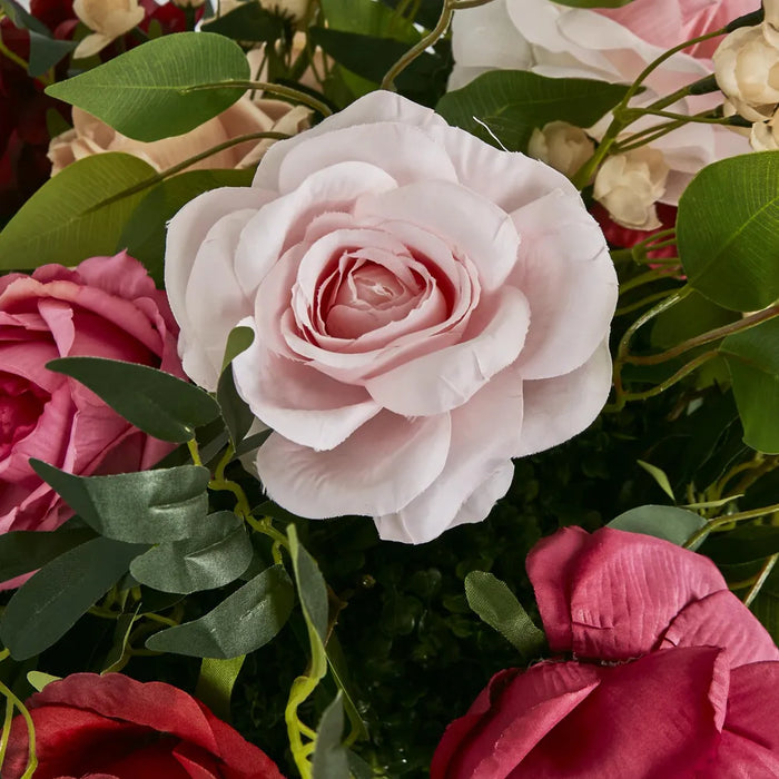 Flower Ball With Pink, Beige & Red Roses And Green Leaves - Pack of 4