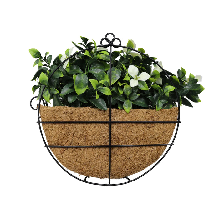 Flowering White Jasmine Wall Hanging Basket UV Resistant 25cm Green