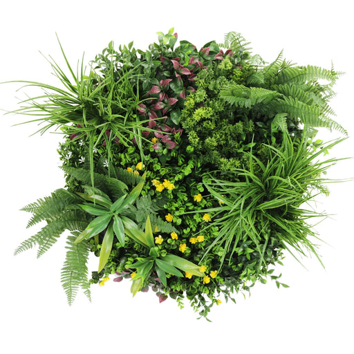 Slimline Artificial Green Wall Disc Art Country Fern 60cm - FLORA DESIGNS