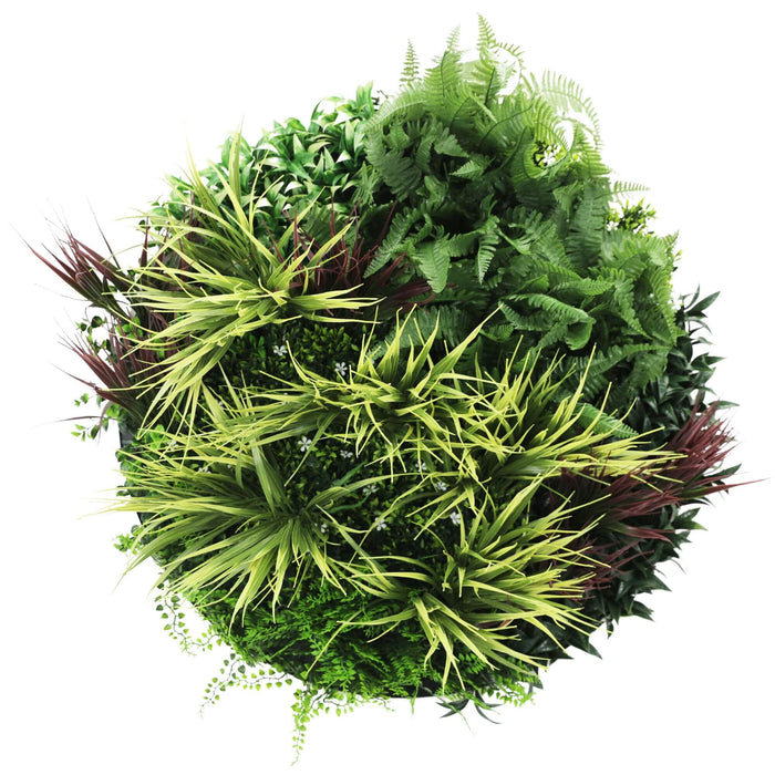 Slimline Artificial Green Wall Disc Art Grassy Fern 80cm - FLORA DESIGNS