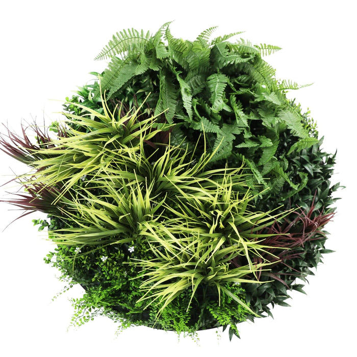 Slimline Artificial Green Wall Disc Art Grassy Fern 80cm - FLORA DESIGNS
