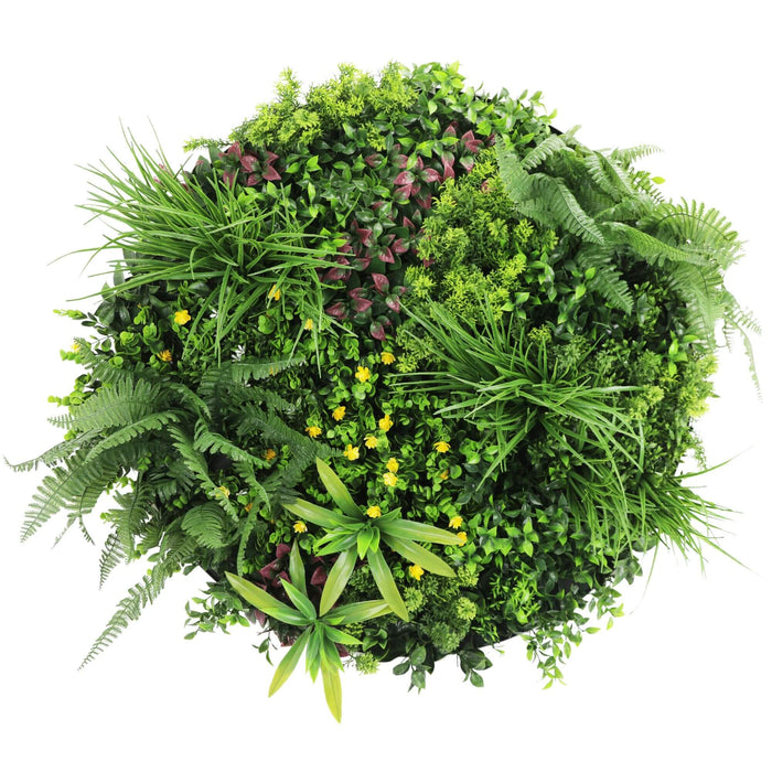 Slimline Artificial Green Wall Disc Art Country Fern 80cm - FLORA DESIGNS