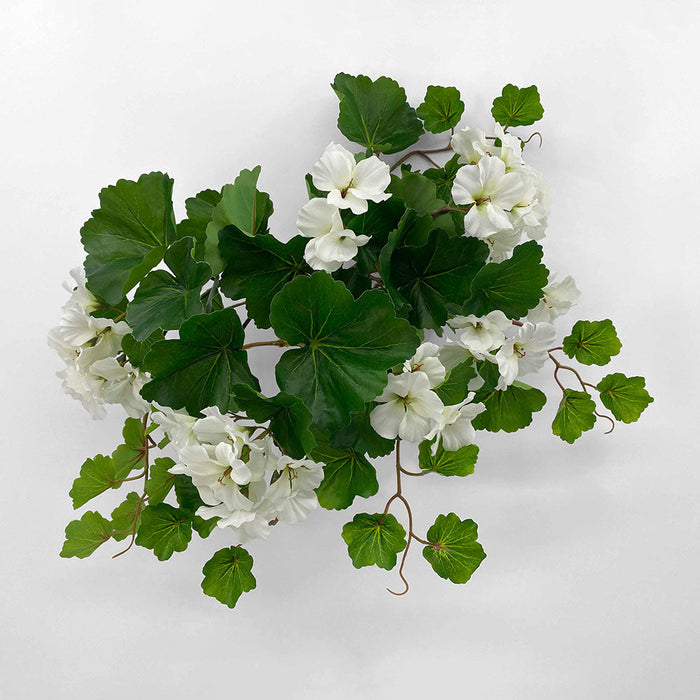 Artificial UV Trailing Geranium Bush White 50cm White - FLORA DESIGNS