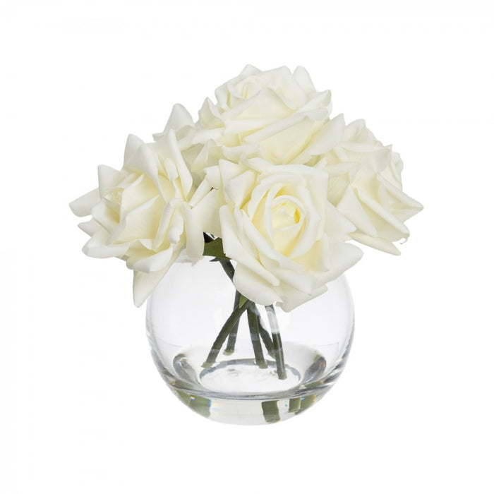 Rose In Fishbowl Vase White 23cm - Set of 2