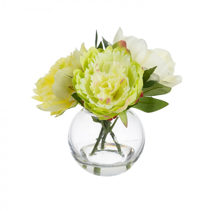 Peony Bundle In A Fishbowl Vase 22cm - Set of 2