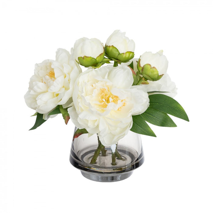 Peony Mixed Arrangement White 25cm - Set of 2