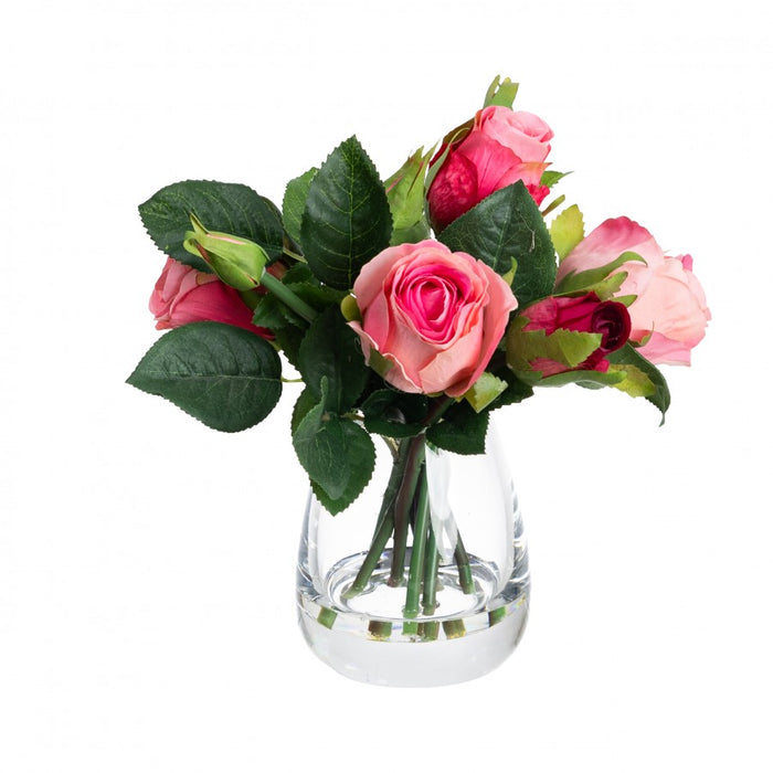 Rose Arrangement Pink 25cm - Set of 2