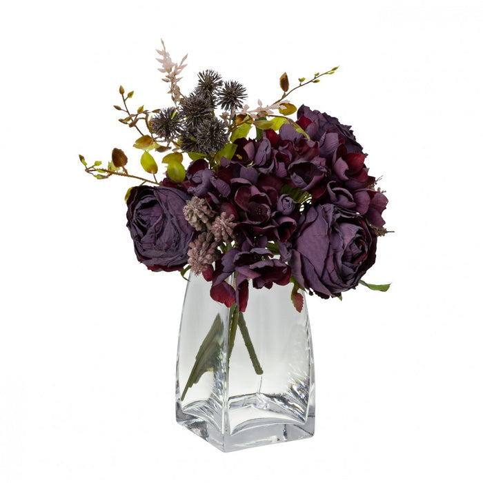 Mixed Rose and Hydrangea Bundle- Wine 35cm Set of 6