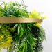Gold Framed Roof Hanging Disc with Tropical Foliage Draping Ferns 60cm - FLORA DESIGNS