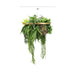 Gold Framed Roof Hanging Disc with Tropical Foliage Draping Ferns 60cm - FLORA DESIGNS